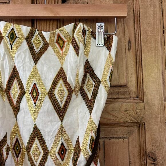 Milly of New York Size 2 Strapless Dress‎ Embroidered Metallic Belted - Picture 2 of 6